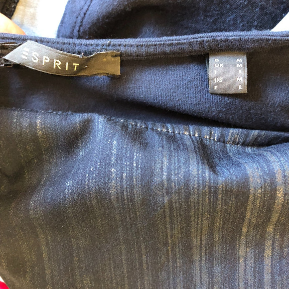 ESPRIT SHIRT Womens M Navy Blue Sleeveless Multicolor Stripe Colorblock Preppy - Picture 5 of 6